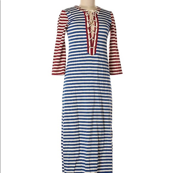 J. Crew Stripped Maxi Casual Dress Nautical - Picture 3 of 8
